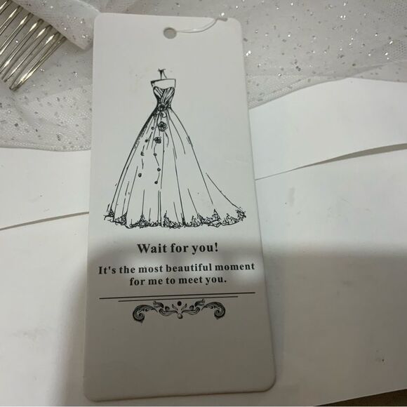 26” Long Wedding Bridal  Veil w/Comb Simple White - Picture 5 of 6